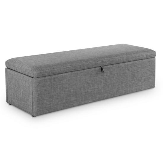 Baylin Linen Fabric Upholstered Blanket Box In Slate Grey FiF