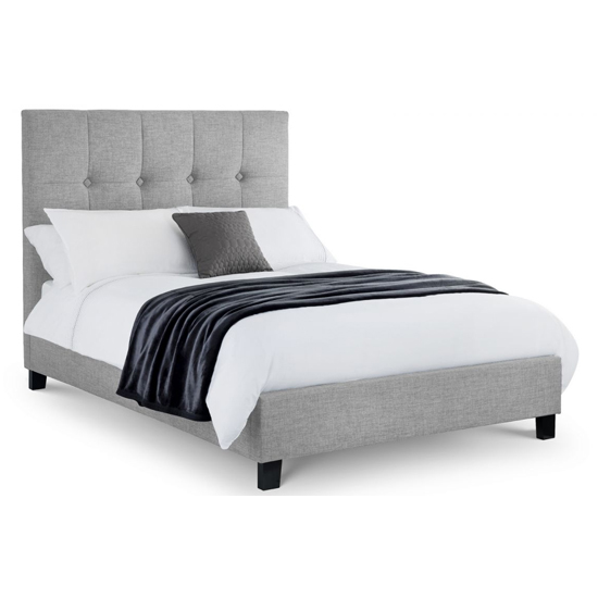 Baylin Linen Fabric Upholstered Double Bed In Light Grey FiF