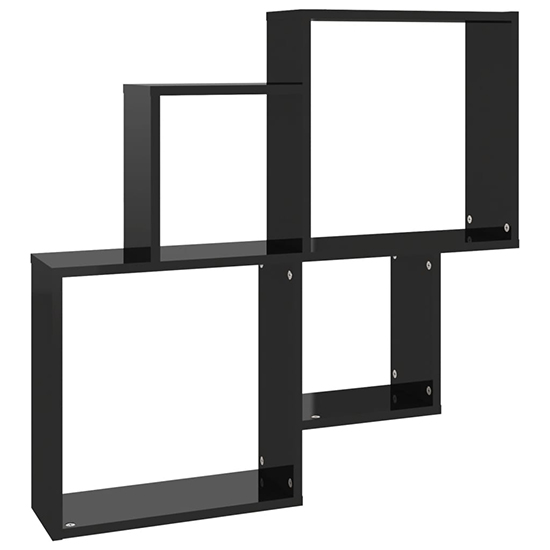 Bazyli High Gloss Cube Wall Shelf In Black Furniture in Fashion