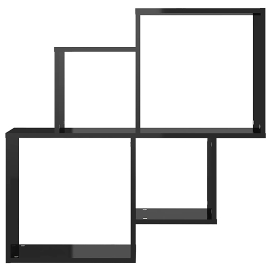 Bazyli High Gloss Cube Wall Shelf In Black Furniture in Fashion