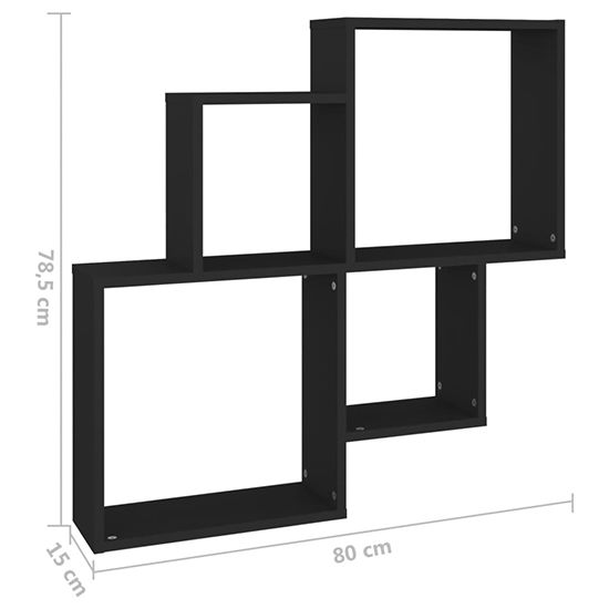 Bazyli Wooden Cube Wall Shelf In Black