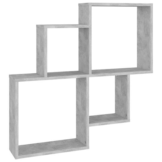 Bazyli Wooden Cube Wall Shelf In Concrete Effect