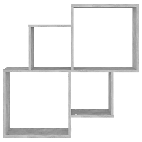 Bazyli Wooden Cube Wall Shelf In Concrete Effect