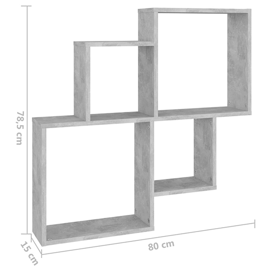 Bazyli Wooden Cube Wall Shelf In Concrete Effect