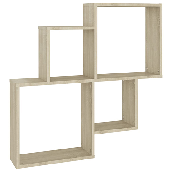 Bazyli Wooden Cube Wall Shelf In Sonoma Oak