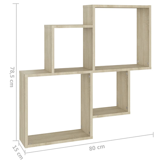 Bazyli Wooden Cube Wall Shelf In Sonoma Oak