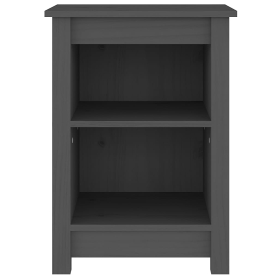 Beale Pine Wood Bedside Cabinet With 2 Shelves In Grey