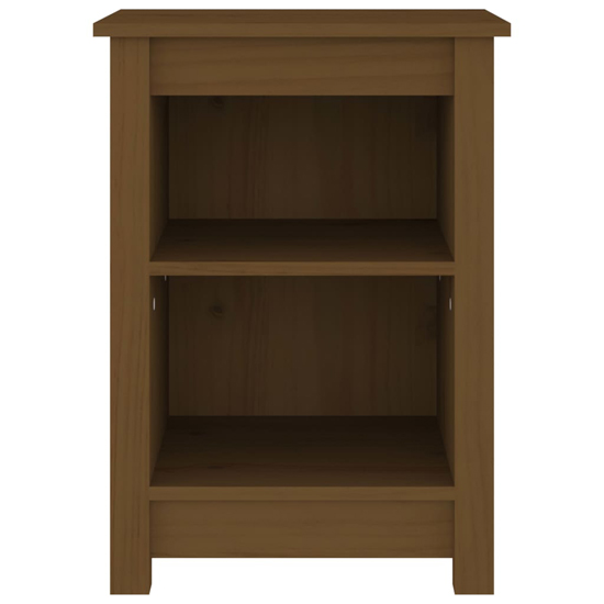Beale Pine Wood Bedside Cabinet With 2 Shelves In Honey Brown