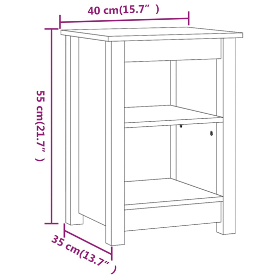 Beale Pine Wood Bedside Cabinet With 2 Shelves In Honey Brown