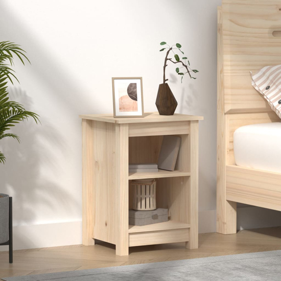 Read more about Beale pine wood bedside cabinet with 2 shelves in natural