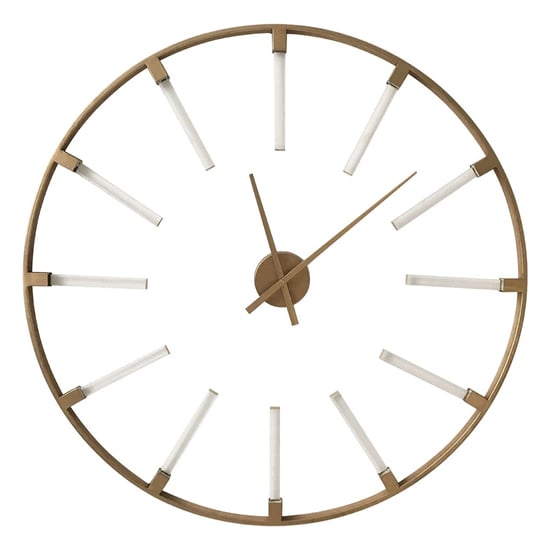 Bealie Round Metal Wall Clock In White And Gold