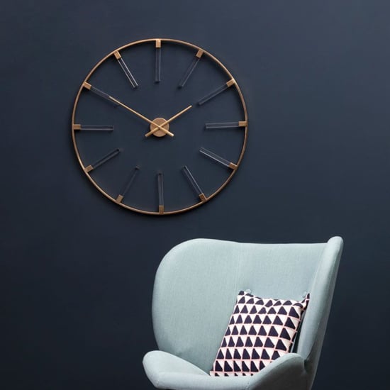 Product photograph of Bealie Round Metal Wall Clock In White And Gold from Furniture in Fashion