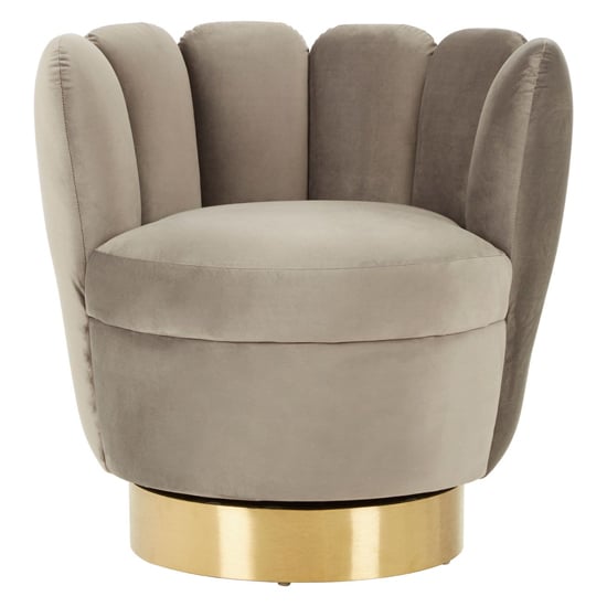 Product photograph of Bealie Velvet Bedroom Chair With Gold Base In Grey from Furniture in Fashion