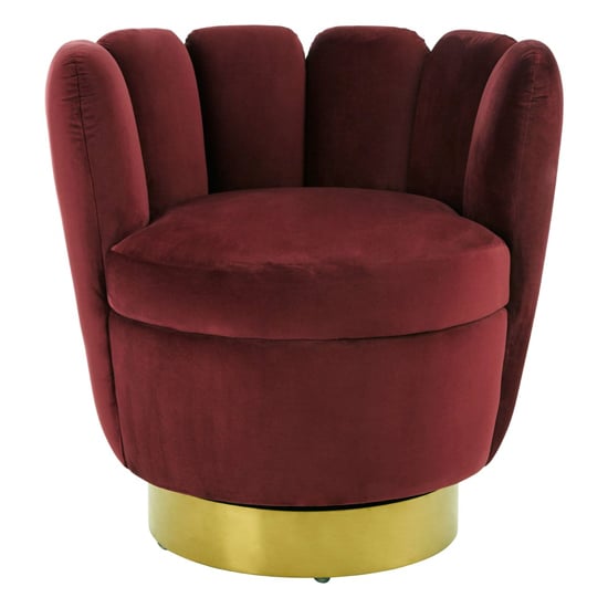 Bealie Velvet Bedroom Chair With Gold Base In Wine_4