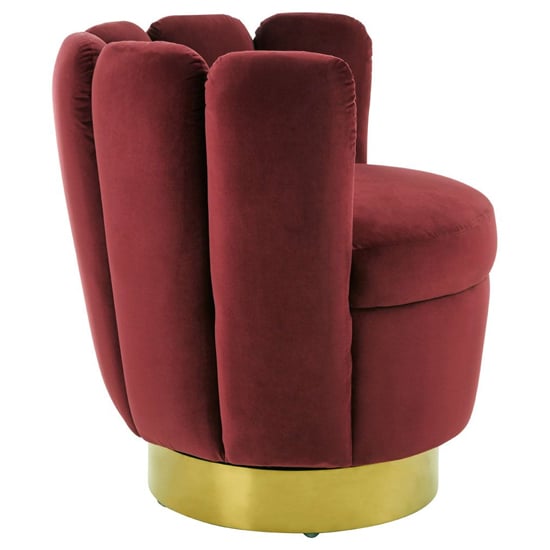 Bealie Velvet Bedroom Chair With Gold Base In Wine