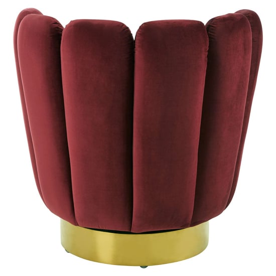 Bealie Velvet Bedroom Chair With Gold Base In Wine