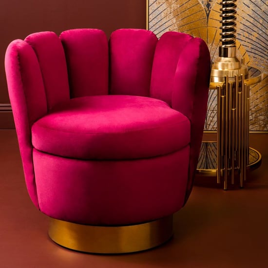 Photo of Bealie velvet bedroom chair with gold base in wine