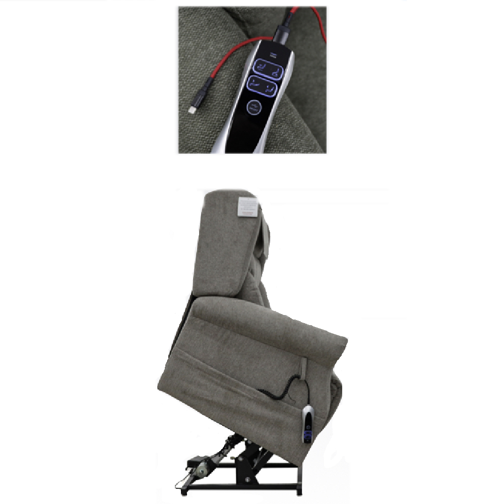 Boise Fabric Dual Motor Lift And Tilt Recliner Chair In Stone