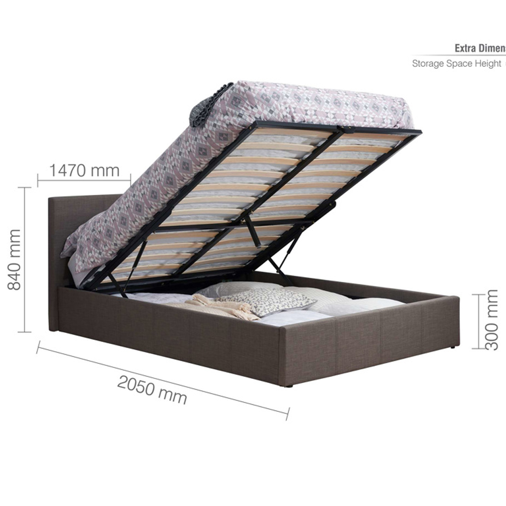 Beano Fabric Ottoman Double Bed In Grey