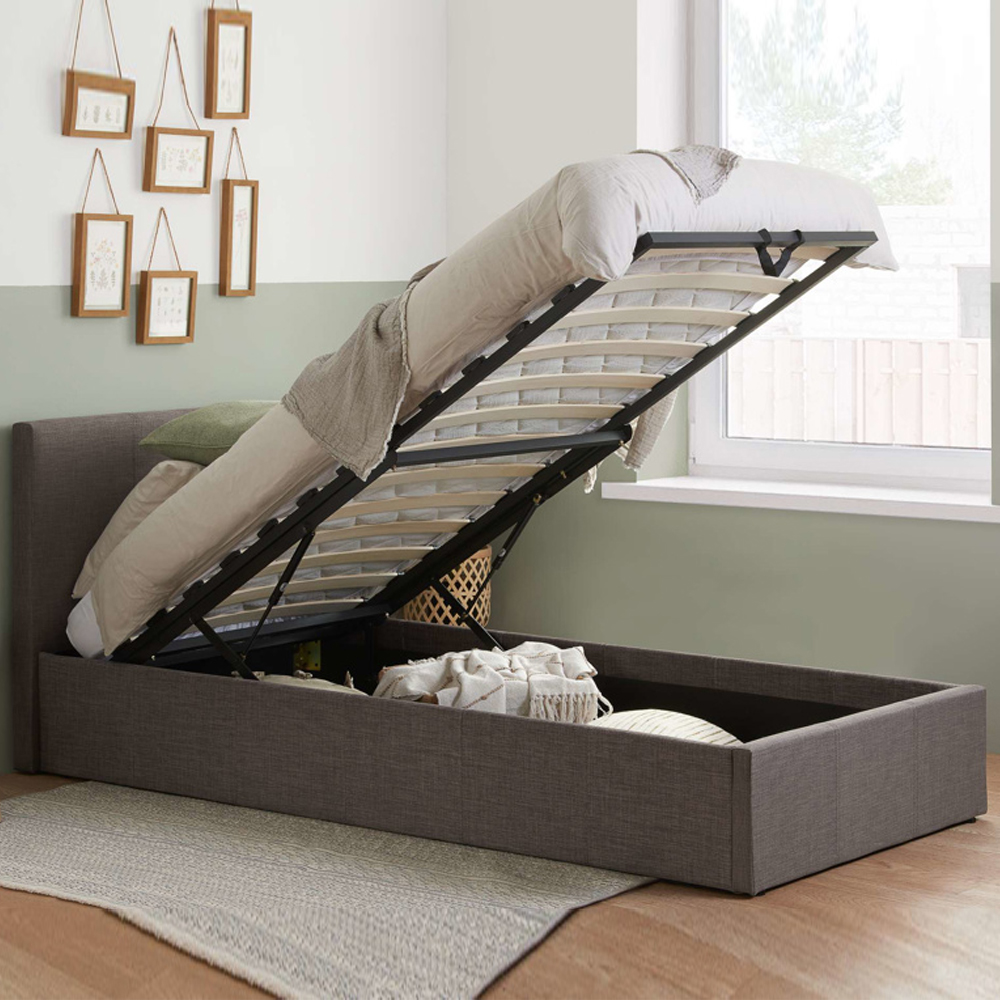 Beano Fabric Ottoman Single Bed In Grey