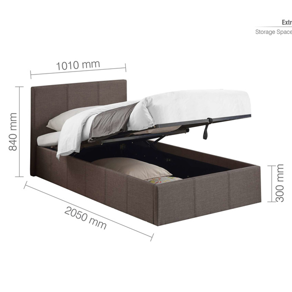Beano Fabric Ottoman Single Bed In Grey