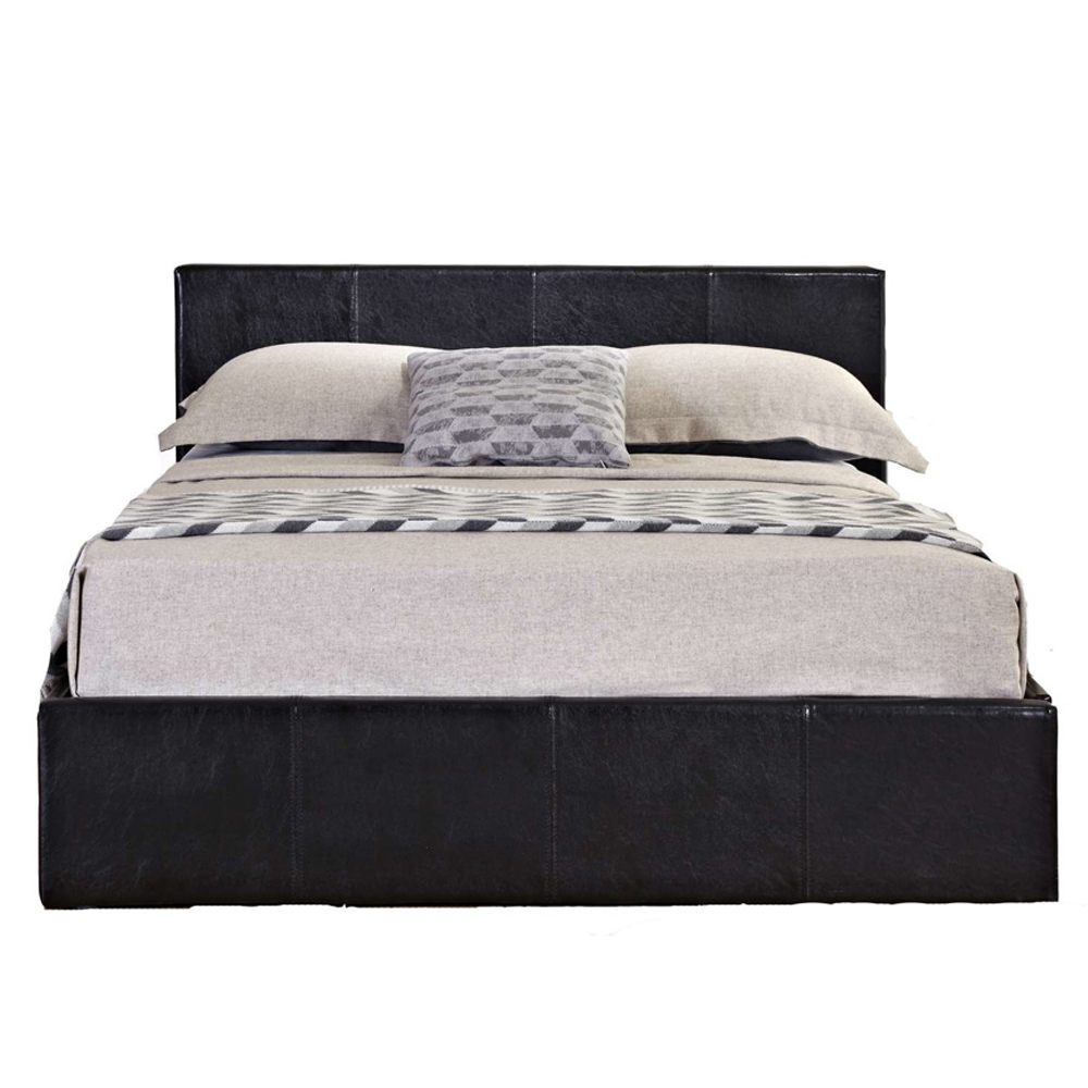 Beano Faux Leather Ottoman Storage King Size Bed in Brown