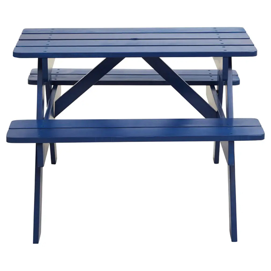 Beata Outdoor Wooden Kids Picnic Bench In Blue