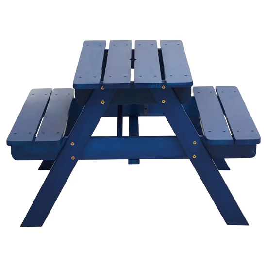 Beata Outdoor Wooden Kids Picnic Bench In Blue