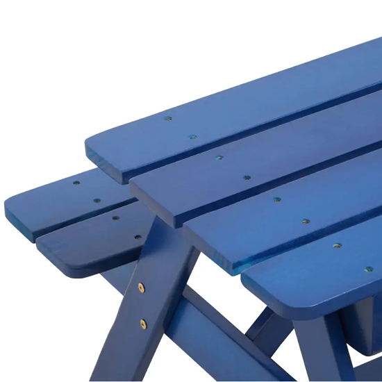 Beata Outdoor Wooden Kids Picnic Bench In Blue
