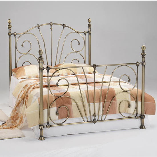 Beatrice Metal King Size Bed In Antique Brass FiF