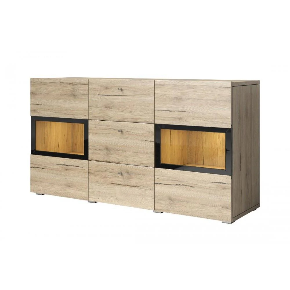 Beatrice Wooden Sideboard With 2 Doors 3 Drawers In Oak San Remo
