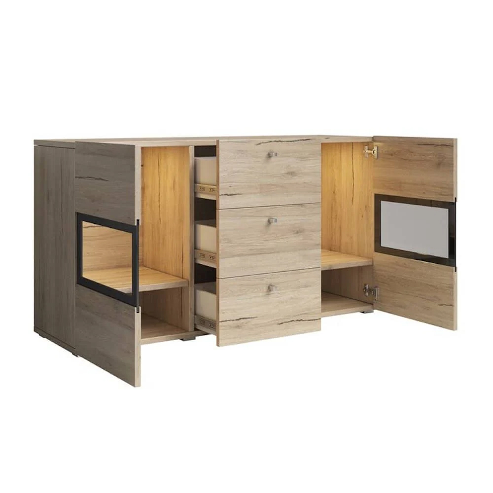 Beatrice Wooden Sideboard With 2 Doors 3 Drawers In Oak San Remo
