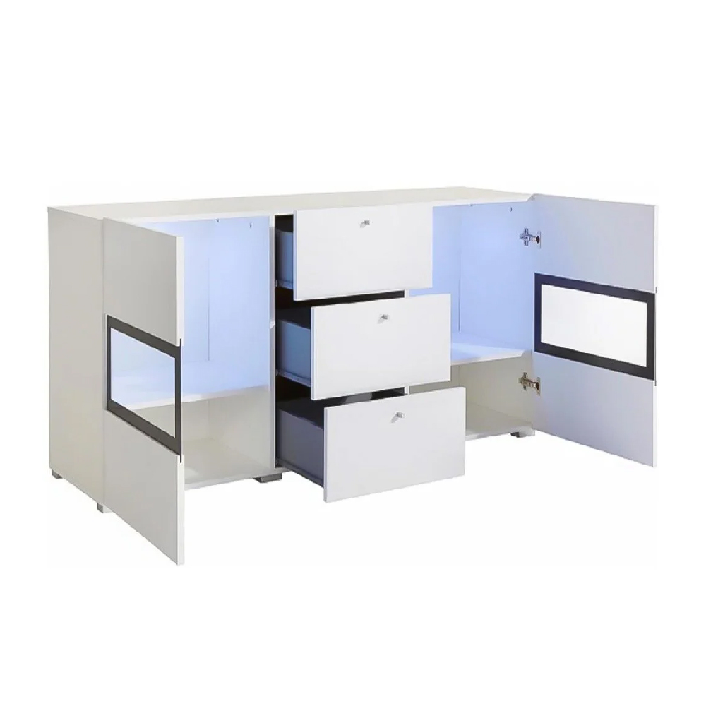 Beatrice Wooden Sideboard With 2 Doors 3 Drawers In White Matt
