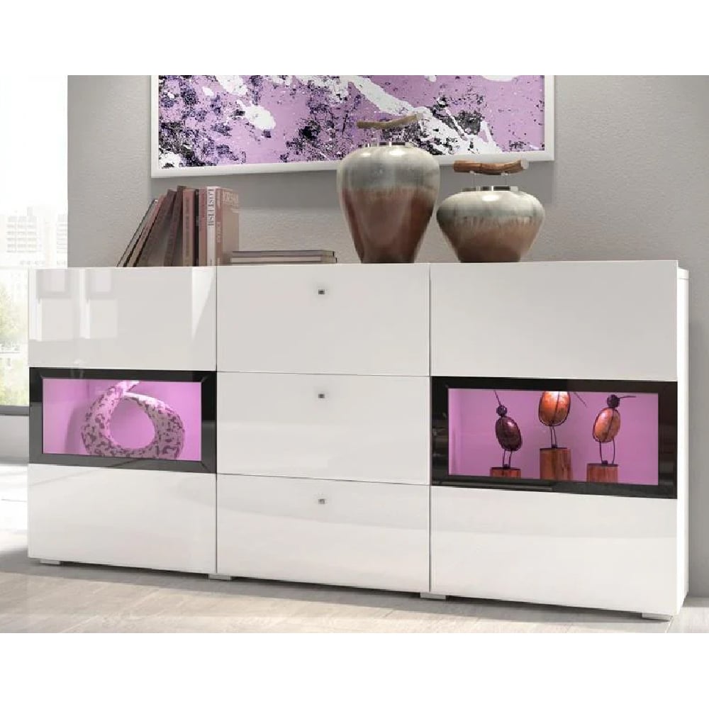 Read more about Beatrice wooden sideboard with 2 doors 3 drawers in white matt