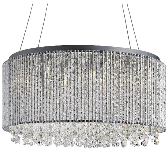 Photo of Beatty 8 light pendant in chrome with crystal buttons