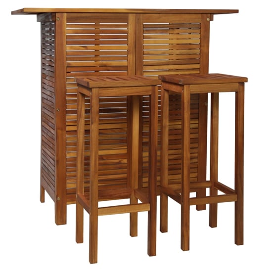 Read more about Beatriz wooden bar table with 2 bar stools in brown