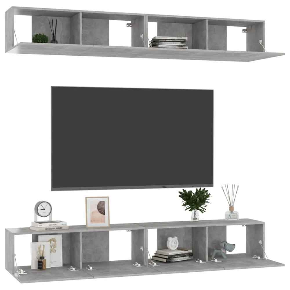 Beaufort 100cm Wooden Entertainment Unit In Concrete Grey