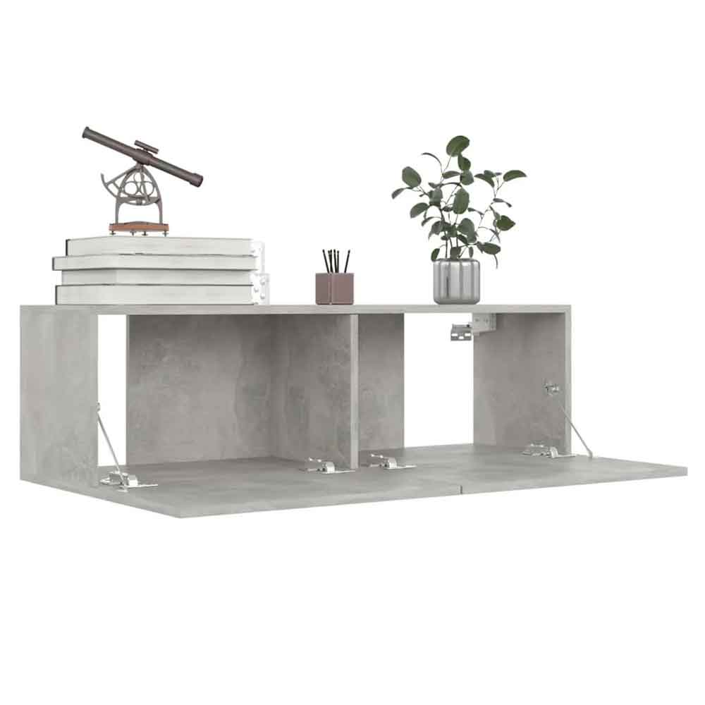 Beaufort 100cm Wooden Entertainment Unit In Concrete Grey