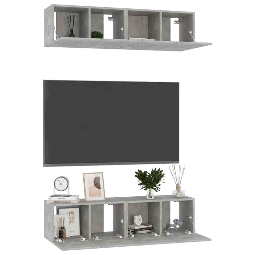 Beaufort 60cm Wooden Entertainment Unit In Concrete Grey