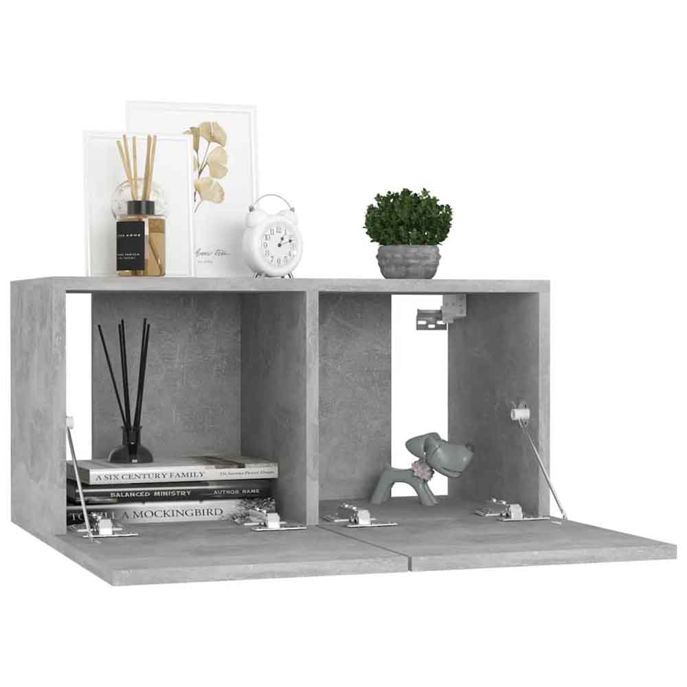 Beaufort 60cm Wooden Entertainment Unit In Concrete Grey