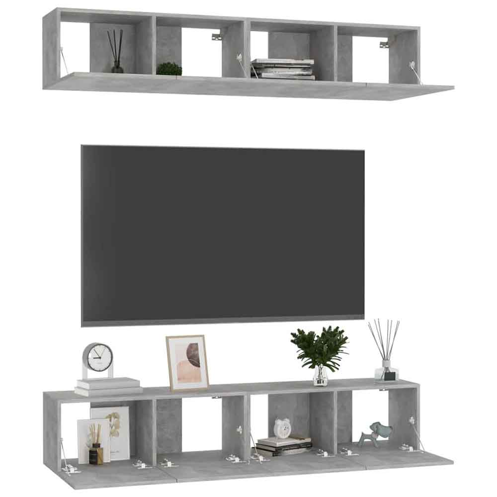 Beaufort 80cm Wooden Entertainment Unit In Concrete Grey