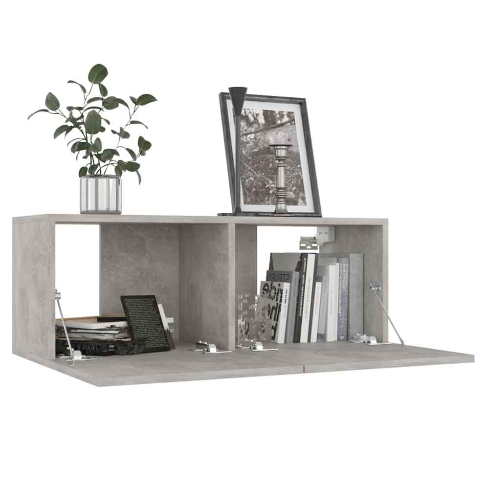 Beaufort 80cm Wooden Entertainment Unit In Concrete Grey