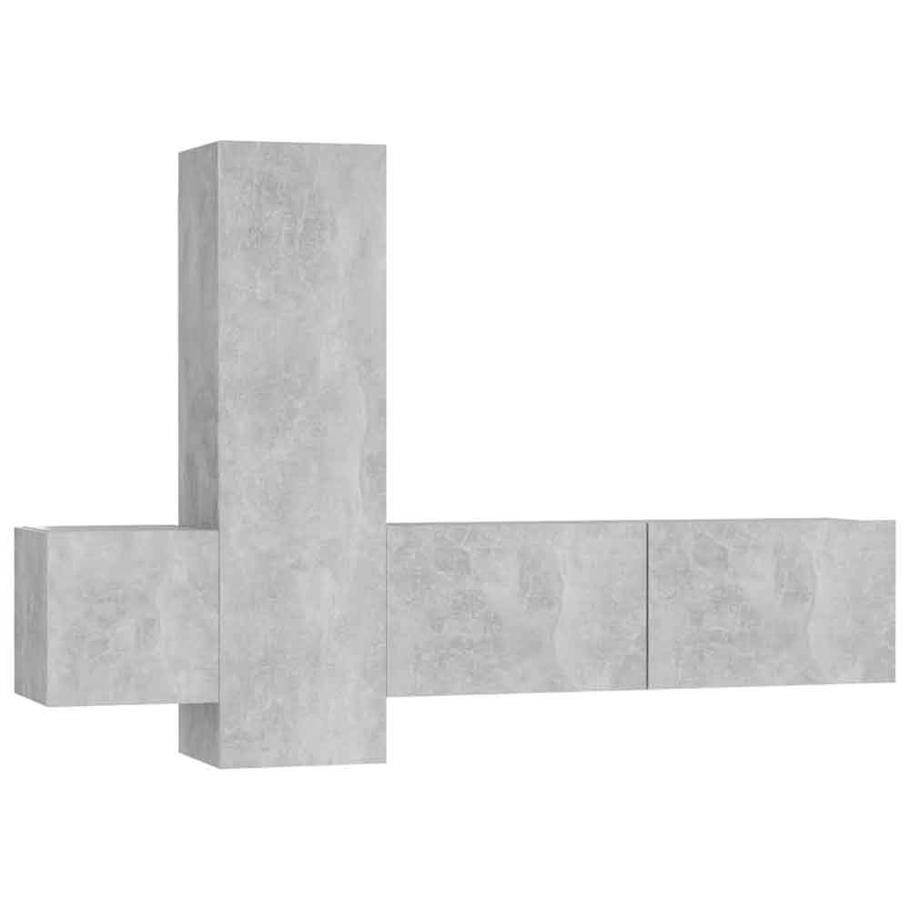 Beaumont 100cm Wooden 3 Piece Entertainment Unit In Concrete Grey