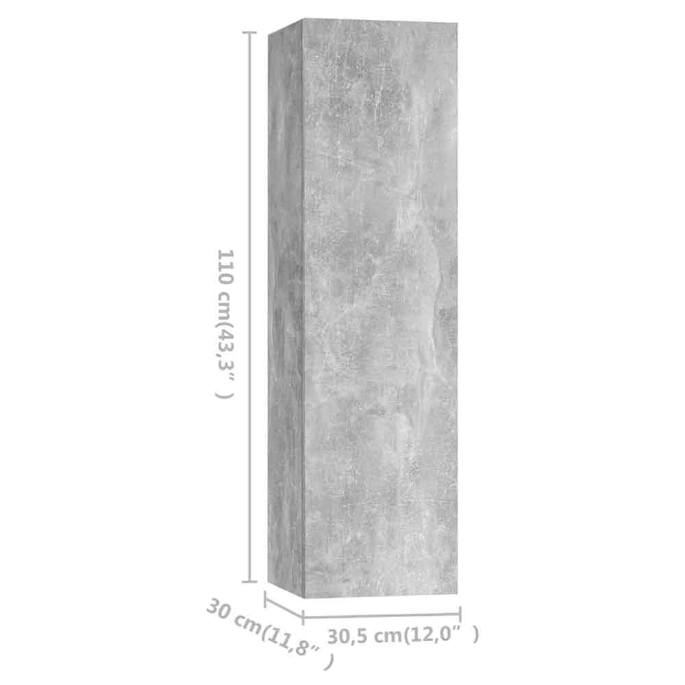 Beaumont 100cm Wooden 3 Piece Entertainment Unit In Concrete Grey