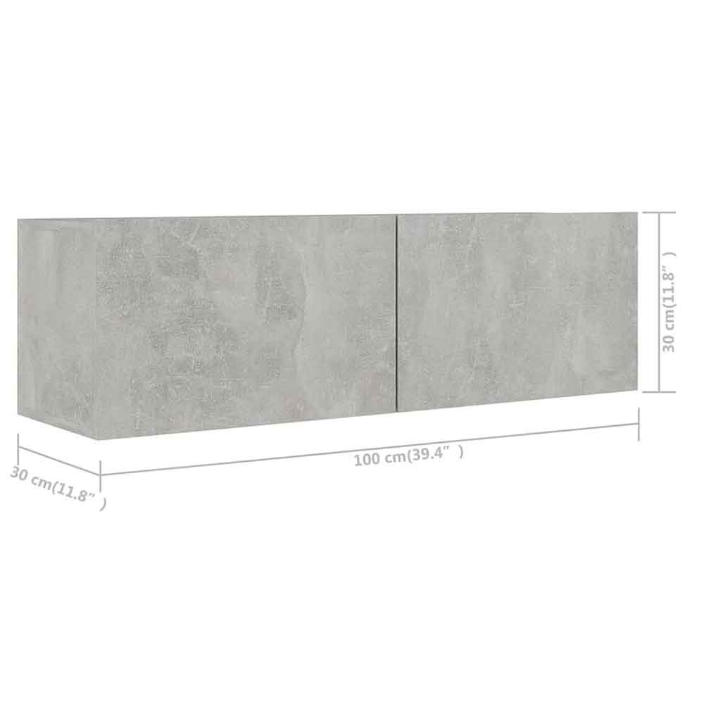 Beaumont 100cm Wooden 3 Piece Entertainment Unit In Concrete Grey