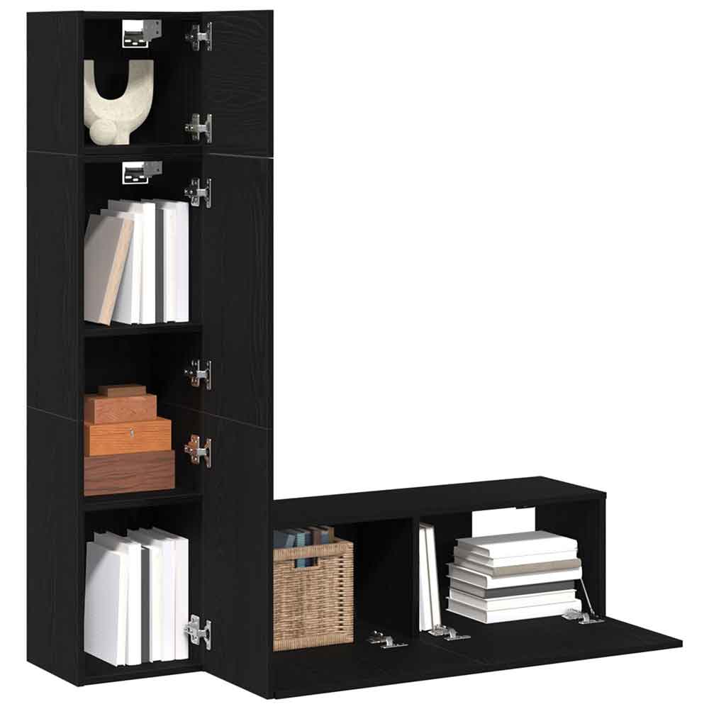 Beaumont 100cm Wooden 3 Piece Entertainment Unit In Black Oak