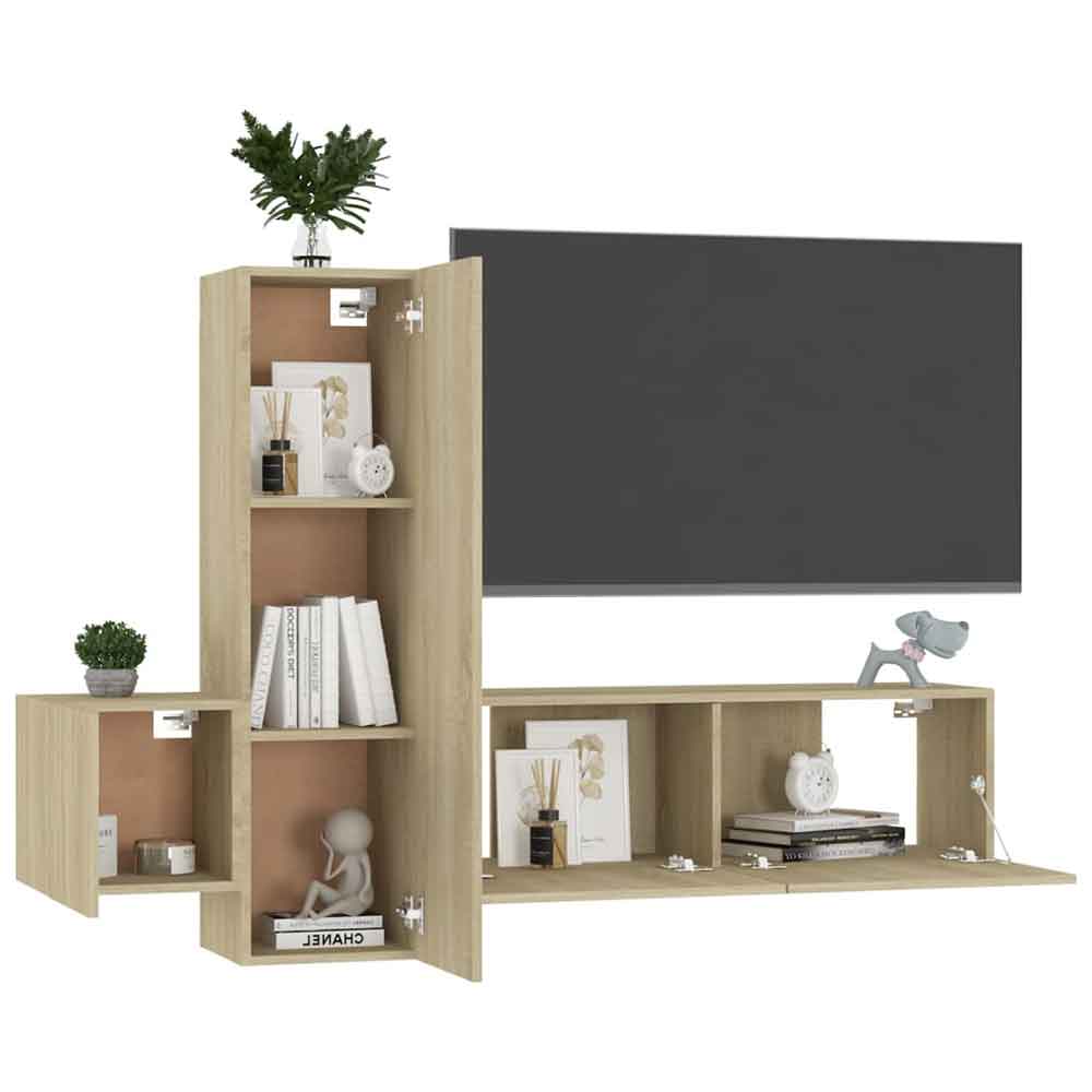 Beaumont 100cm Wooden 3 Piece Entertainment Unit In Sonoma Oak