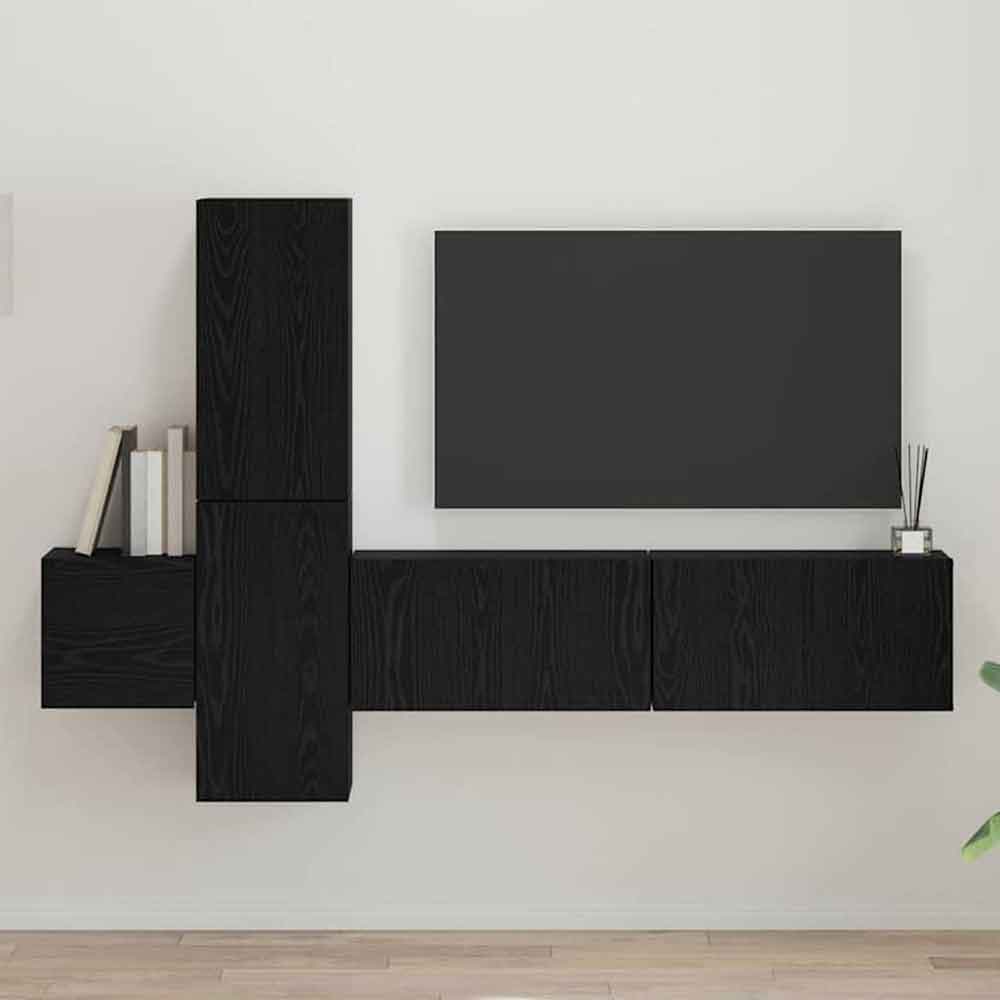 Beaumont 120cm Wooden 5 Piece Entertainment Unit In Black Oak