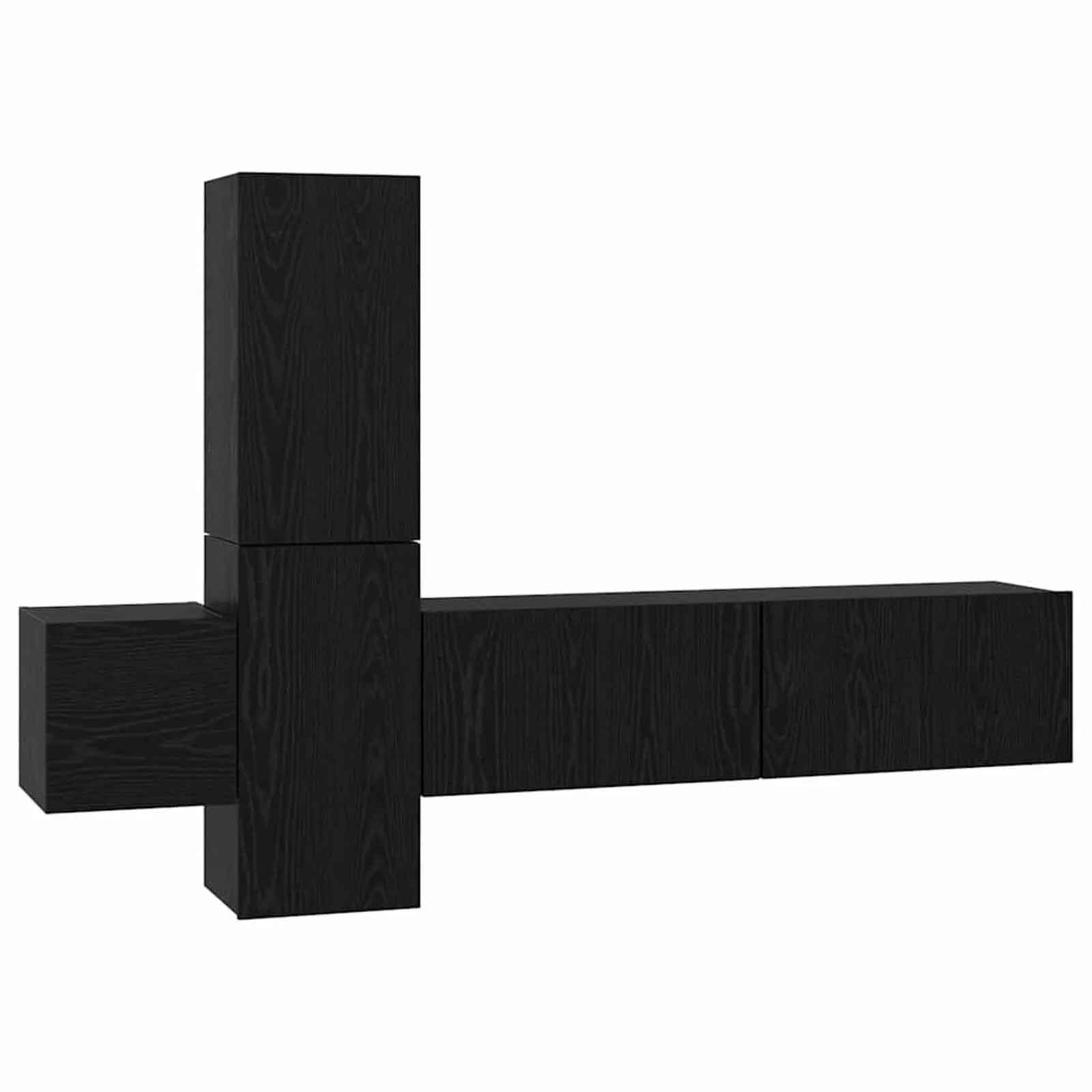 Beaumont 120cm Wooden 5 Piece Entertainment Unit In Black Oak