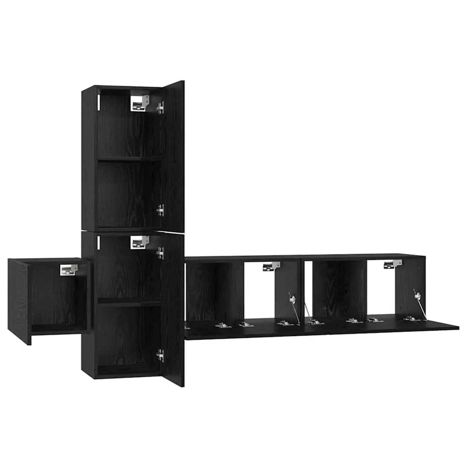Beaumont 120cm Wooden 5 Piece Entertainment Unit In Black Oak